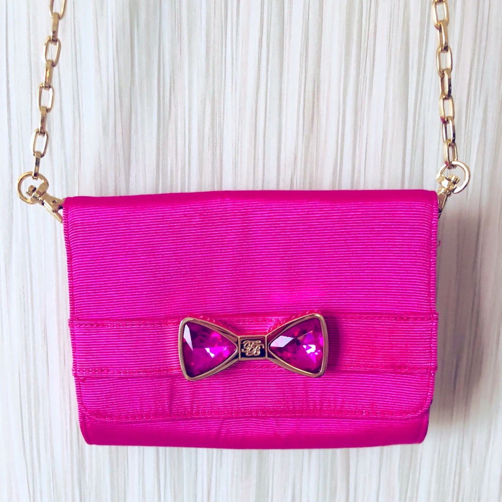 Ted Baker Pink Crossbody/Clutch w/ Gemstone Bow
